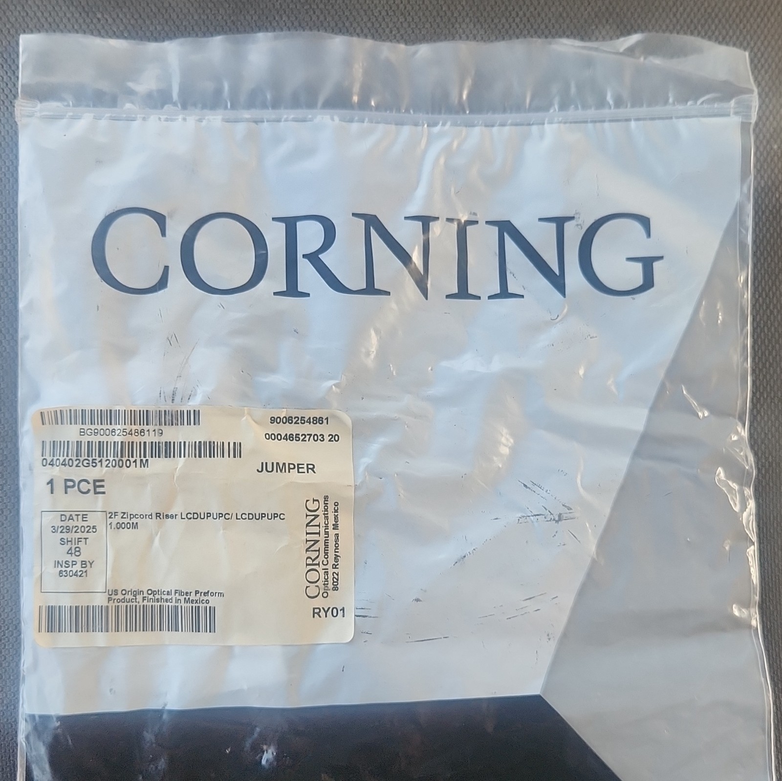 New Corning LC-LC Zipcord Riser Fiber Optic Jumper Cable 1.0m Yellow