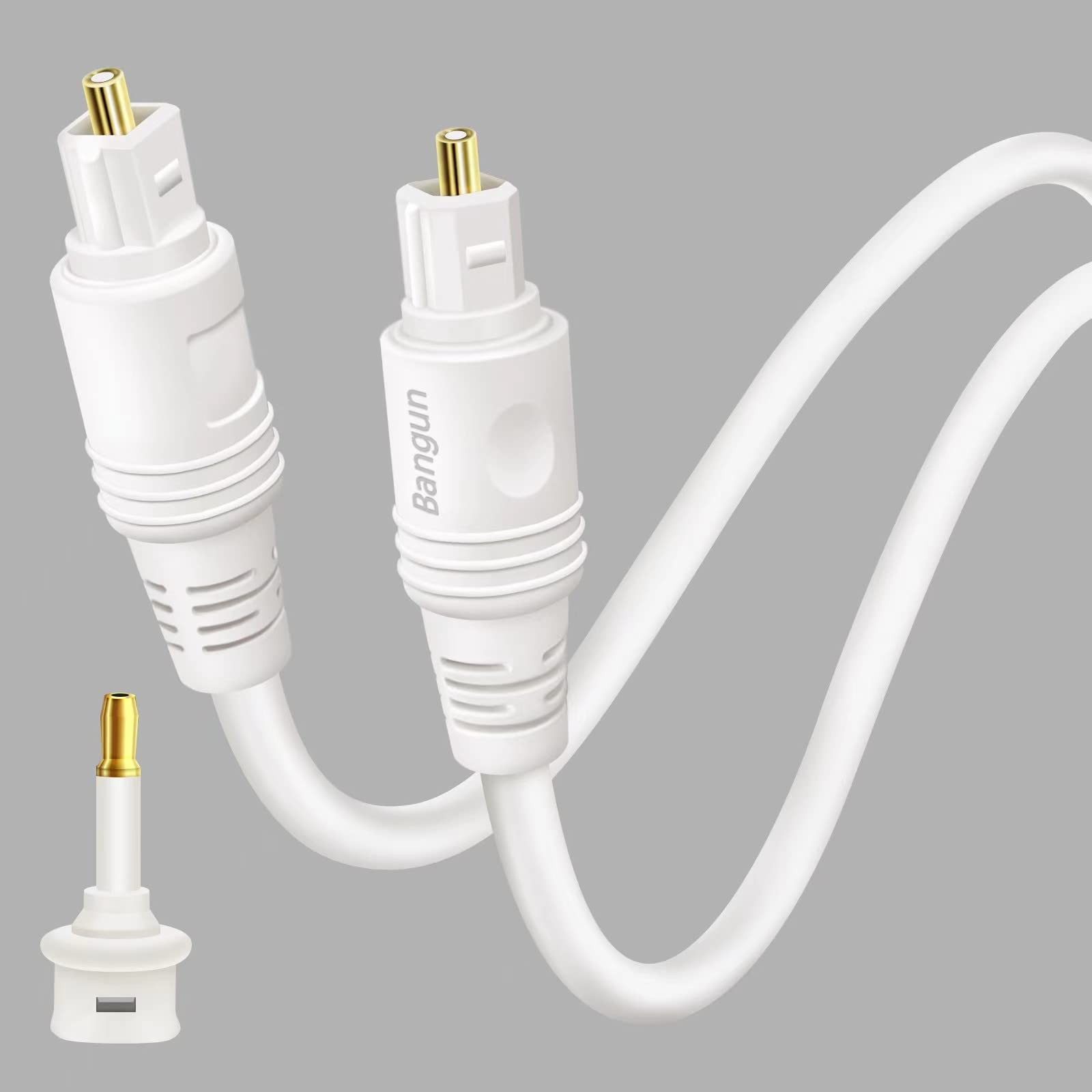 10ft White Toslink Optical Audio Cable Thin Digital Fiber Optic Audio Cord For S