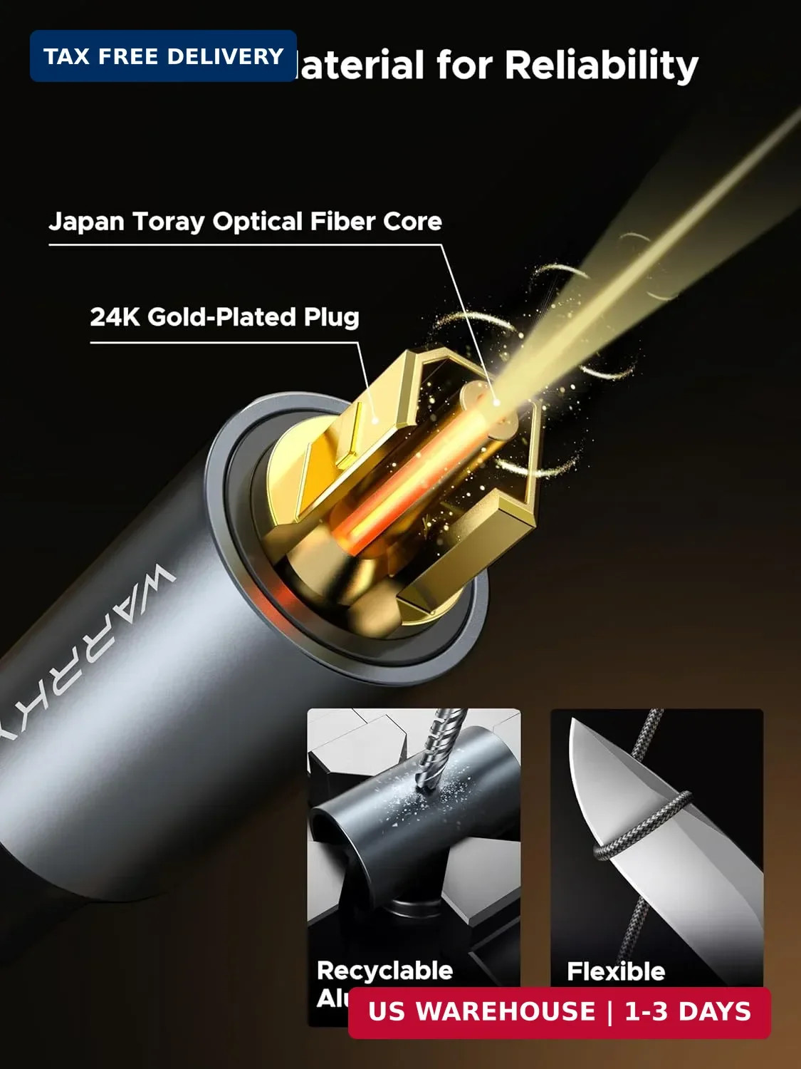 6Ft Optical Audio Cable for Soundbars, TVs, and Home Theater Systems