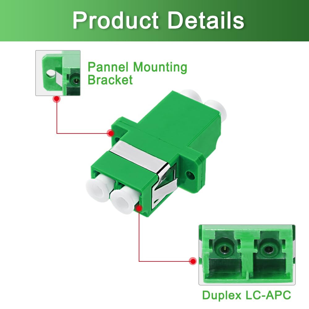 50Pcs LC to LC Couplers, Duplex Fiber Optical Adapters Cable Connectors for APC