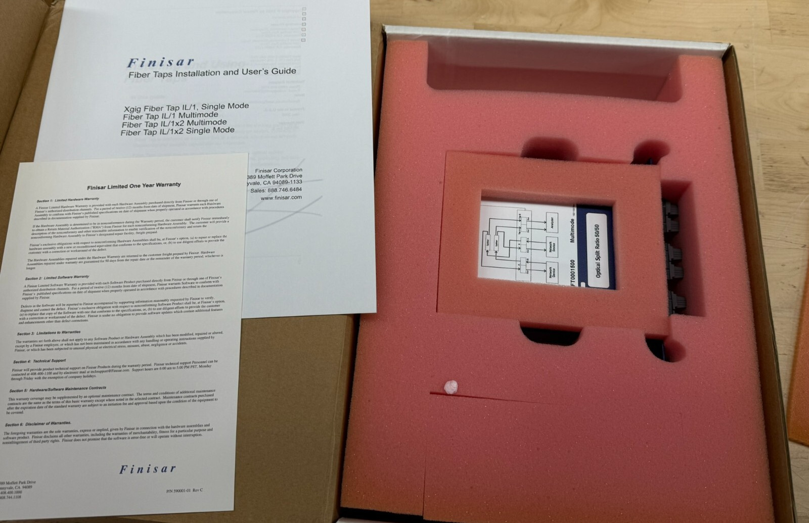 Finisar Multi Mode Fiber Optic Tap IL/1 Optical Split Ratio 50/50 CT1011-021
