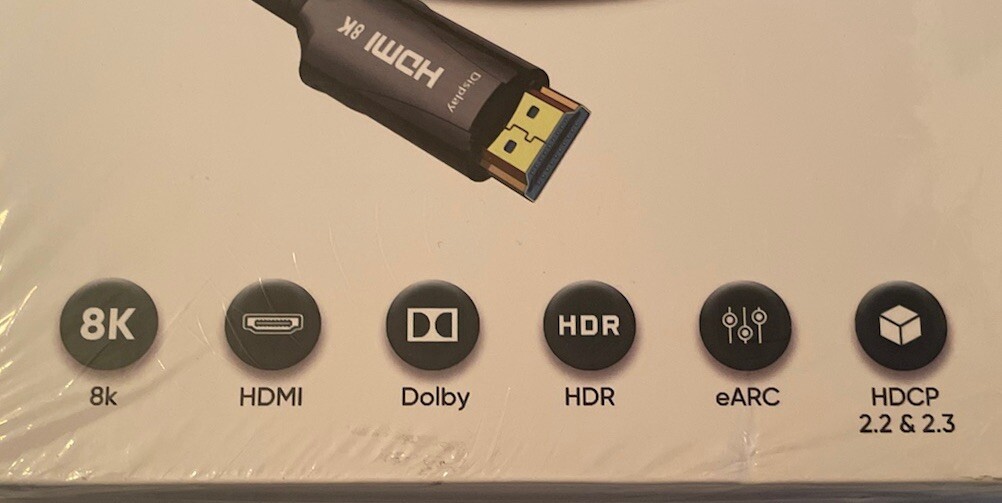 8K Ultra High Speed Fiber Optical HDMI Cable 50’