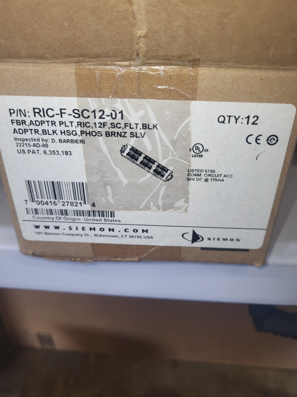 RIC-F-SC12-01. Fiber Adapter 6 Duplex.