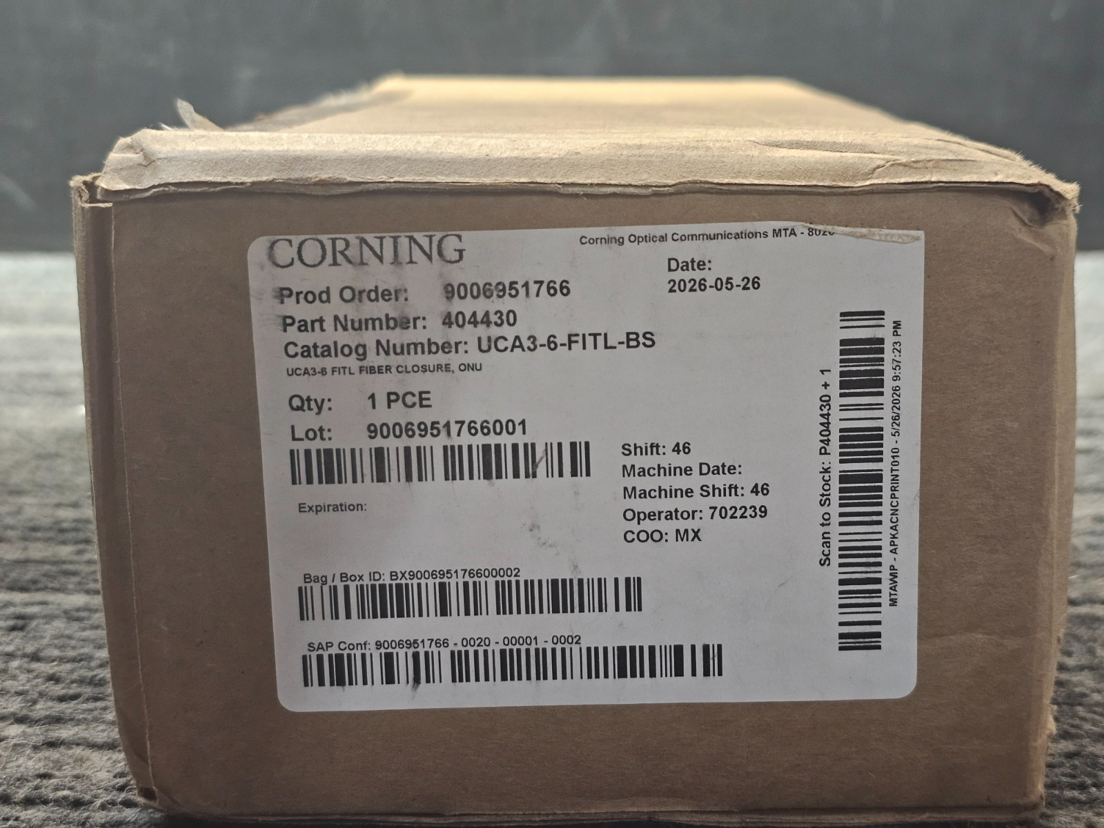 CORNING UCA3-6-FITL-BS Fiber Optic Enclosure UCA3-6 FITL 404430 Black