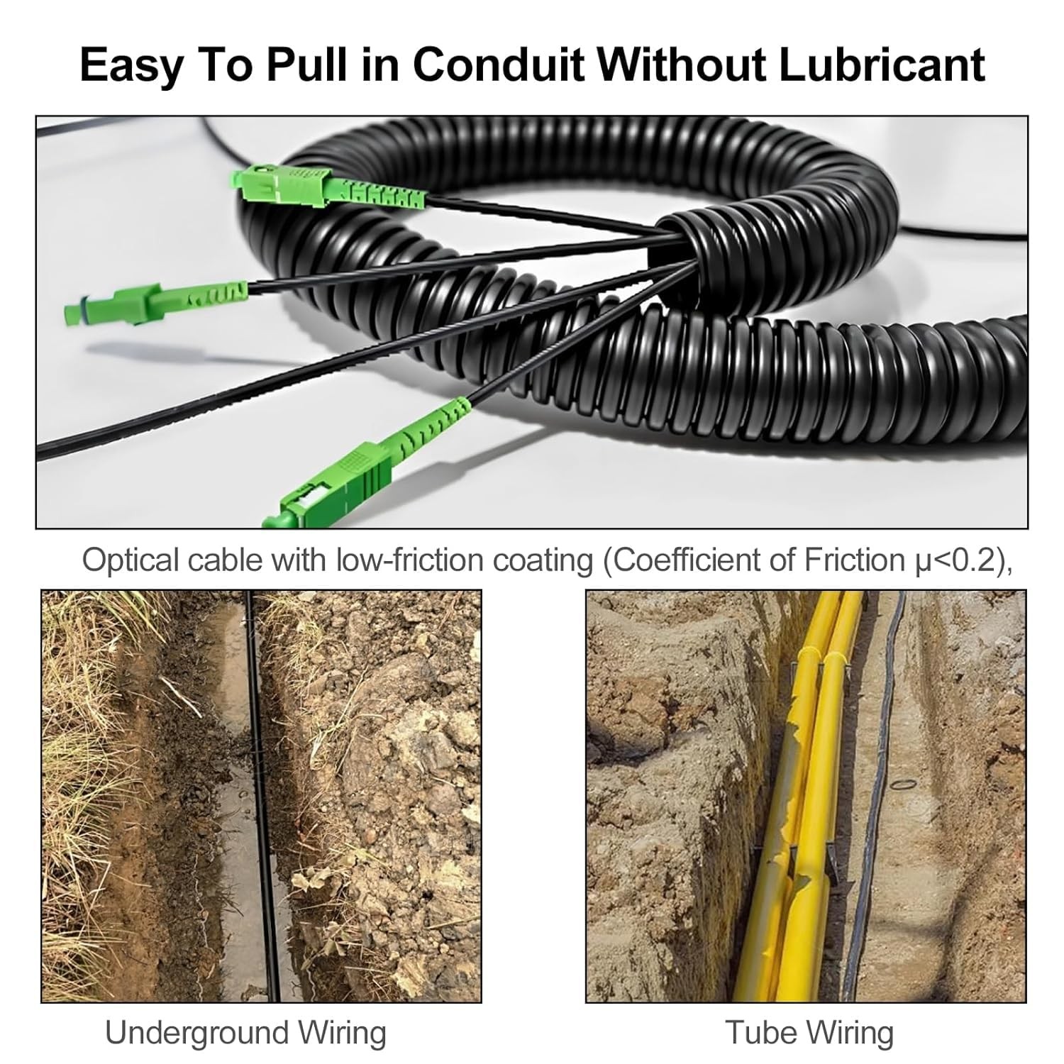 LUWWZLX 15M(49ft) Armored Fiber Optic Internet Cable SC/APC SC/APC Single-Mode