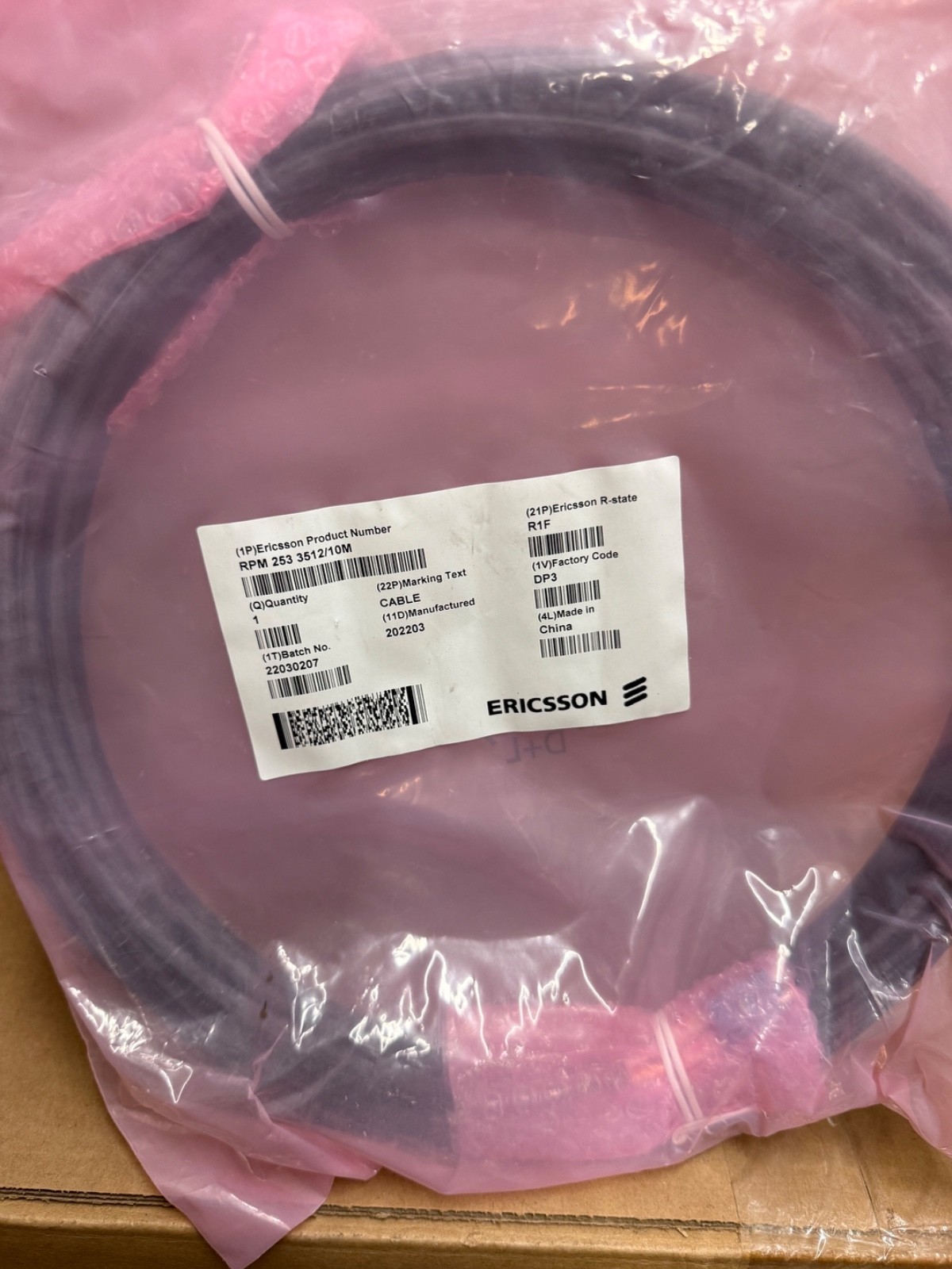 Ericsson RPM 253 3512/10M Fiber Optic Cable 10 Meter SM LC-DUPLEX RPM2533512/10M