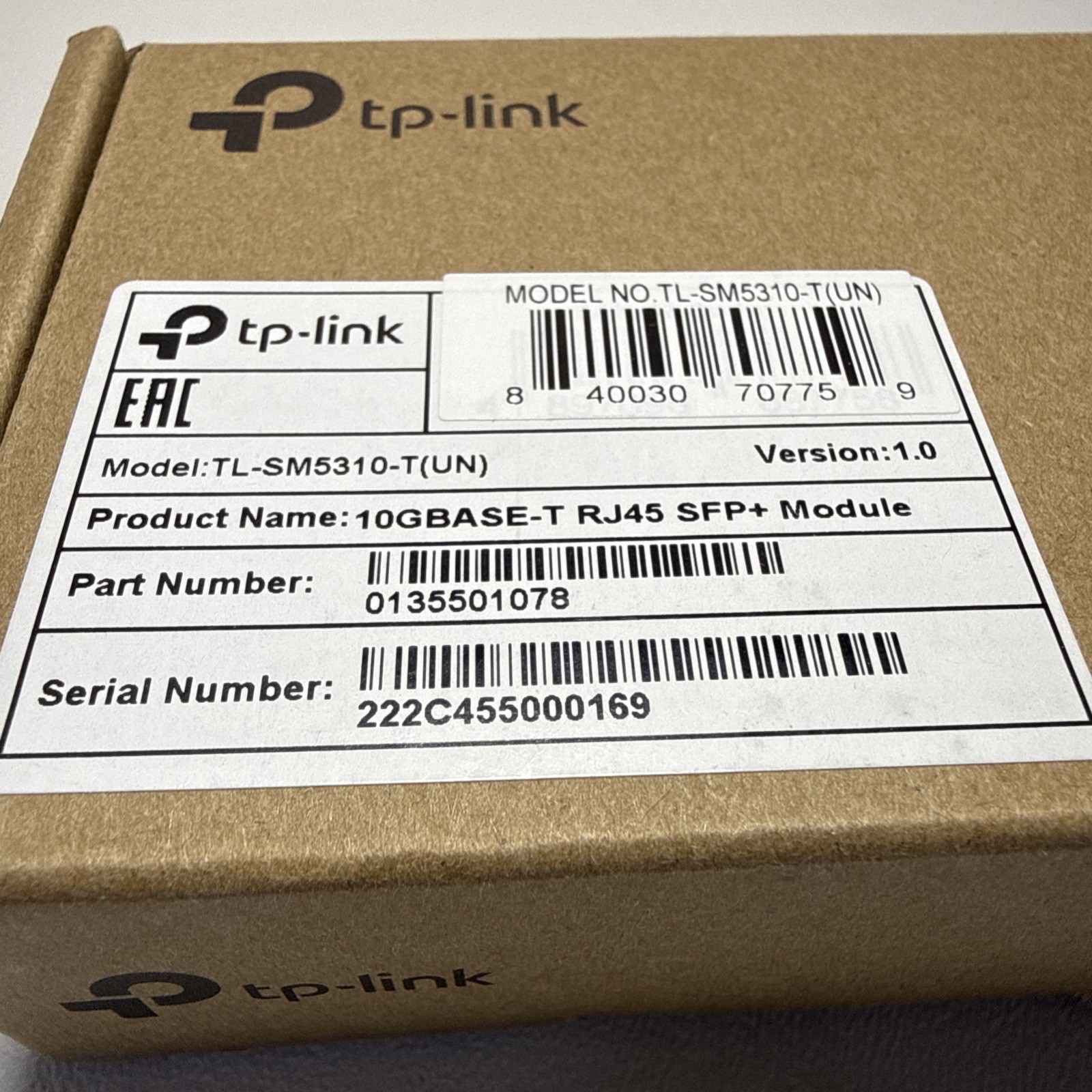 TP-LINK TL-SM5310-T Omada 10G BASE-T RJ45 SFP+ Module