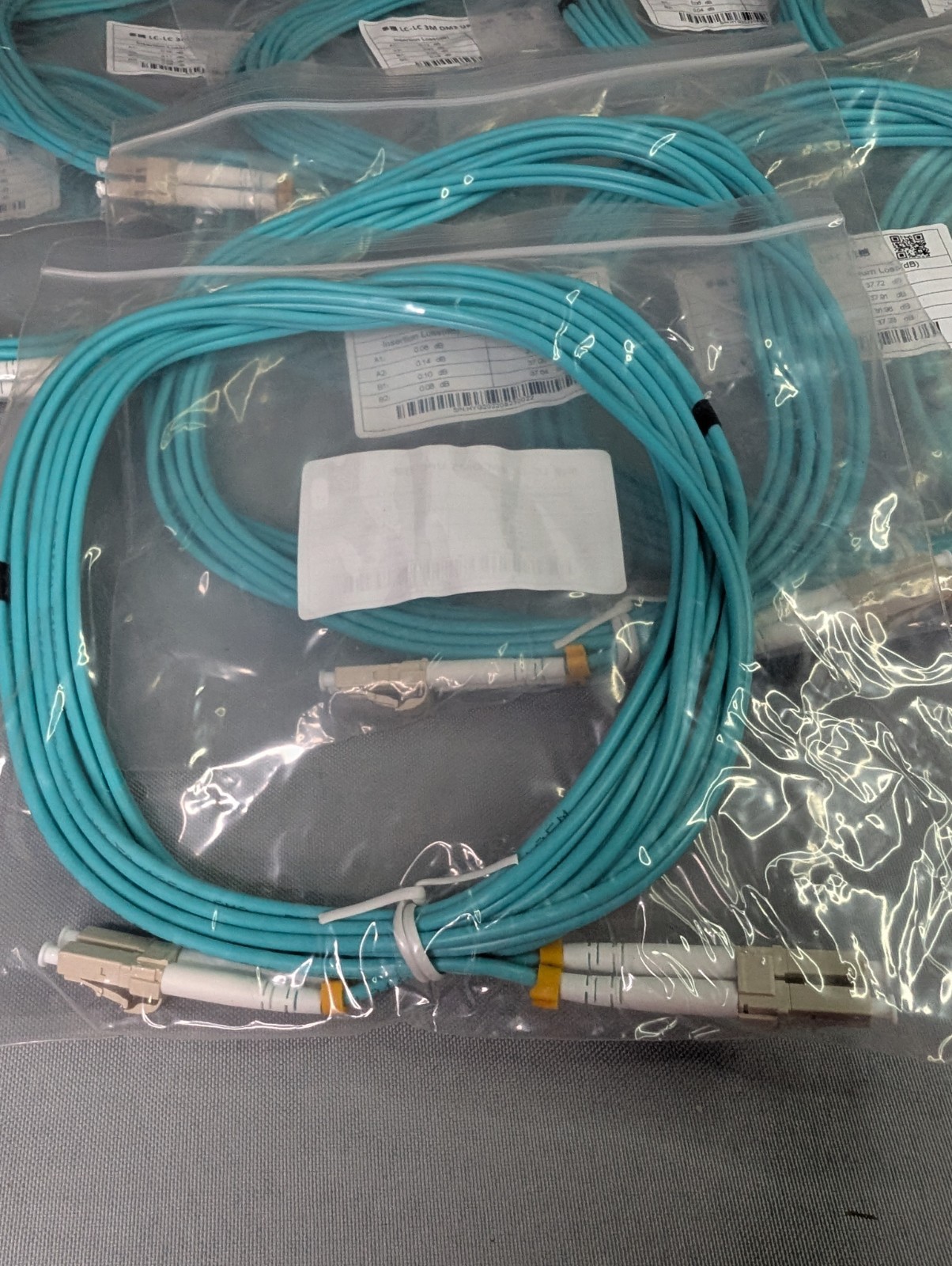 LC-LC Fiber Optic Patch Cable 3M Lot Of 10 Duplex Aqua NEW