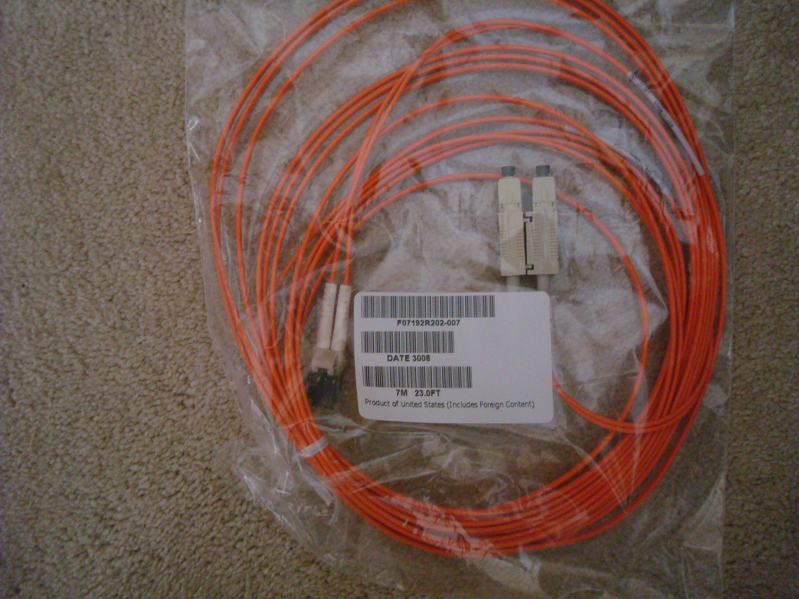Multimode Fiber Optic Cable 7M 23ft 50/125 Duplex Patch Jump CCI F07192R202 007