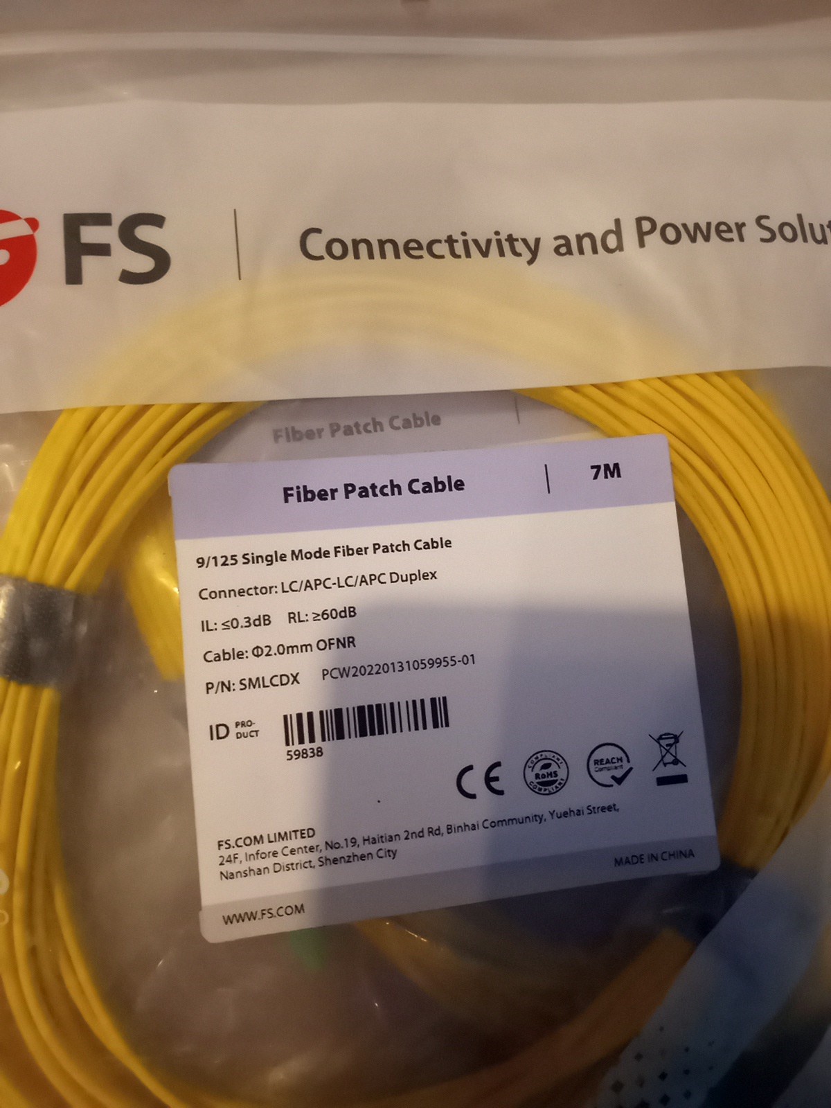 Lot Of 65- FS 7M -9/125 Duplex Singlemode Fiber Optic Cable Patch Cord Jumper