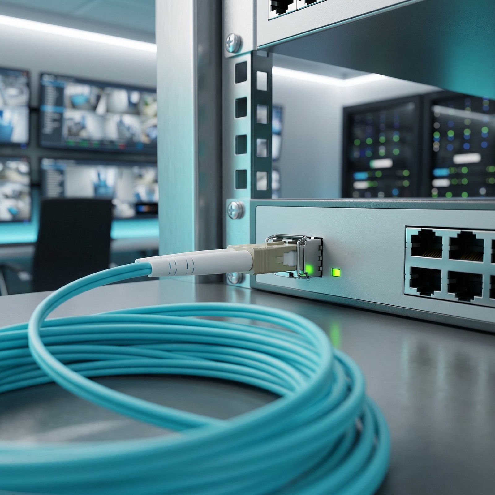 OM3 LC to LC Fiber Optic Patch Cable Multimode Duplex 50/125 Aqua LC-LC