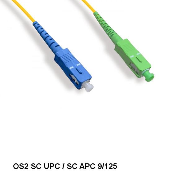 Kentek 3Ft SC UPC/ SC APC OS2 9/125 Simplex Single-Mode Fiber Optic Cable OFNR