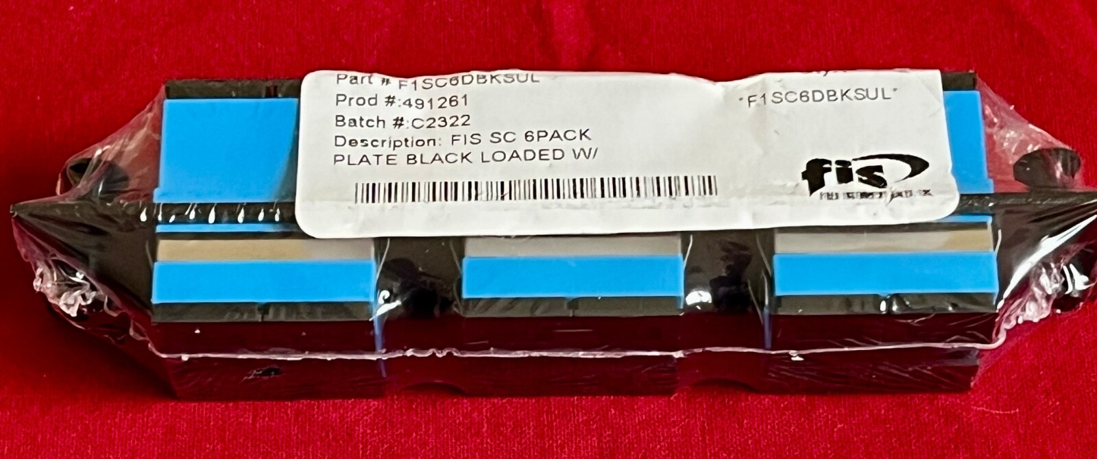 FIS Adapter Plate 6-Pack SC Duplex Singlemode Blue Adapters Loaded.