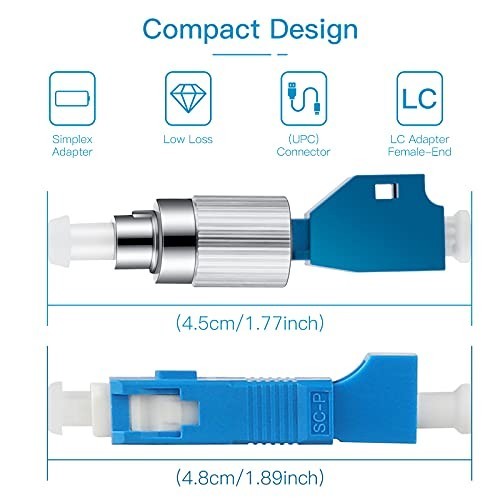 Fiber Optic Adapter 2 Pack FC Male to LC Female SC to LC SM Hybrid