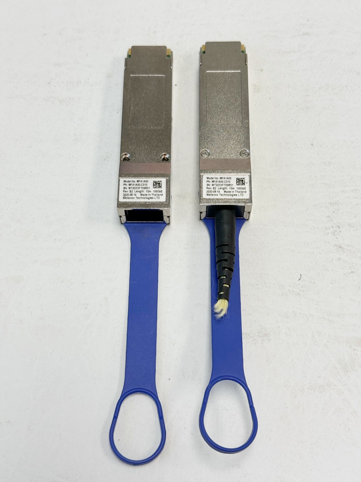 AS/IS Set of 2 MELLANOX MFA1A00-C010 100GbE QSFP 10M Transceivers