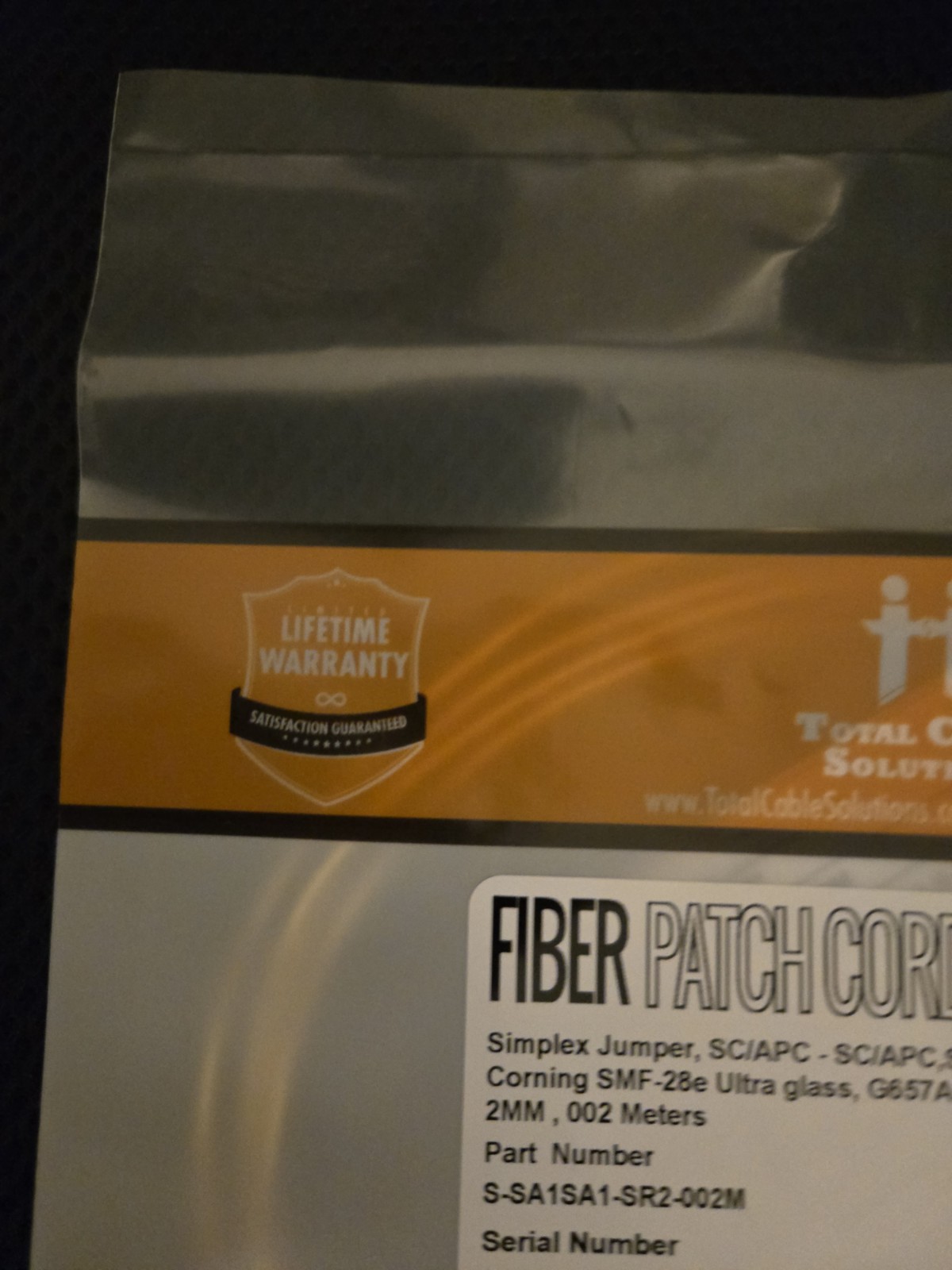 Fiber Optic Patch Cord SC/APC to SC/APC Simplex Single-Mode 6ft Paq of 10
