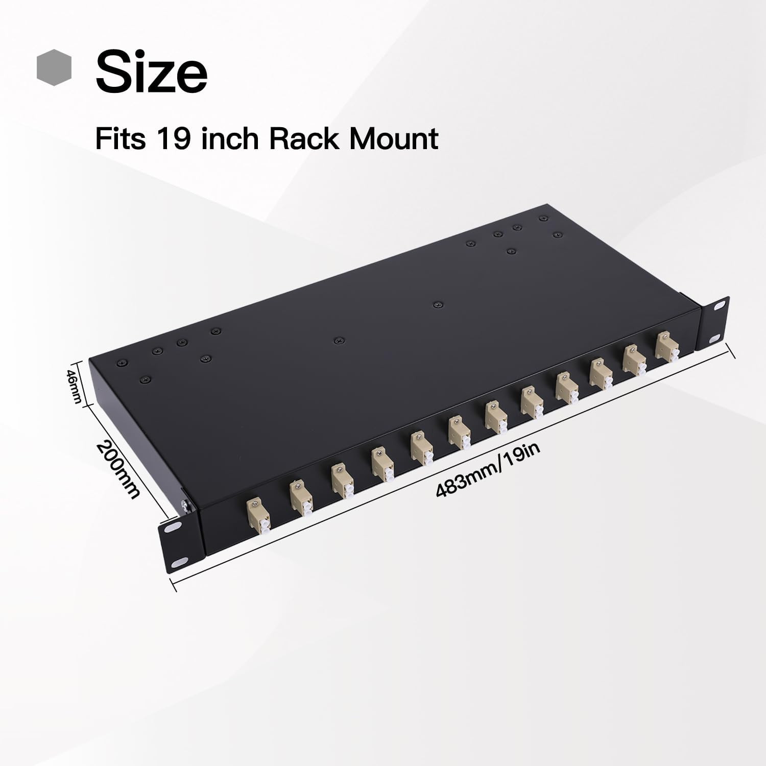 LC-OM3 12 Duplex 24 Port Fiber Enclosure Box – 1 RU Rack Mount Multimode LC-UPC