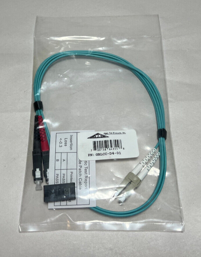 ATP Allen Tel GBLCC-D4-01 Fiber Optic Cable Patch Cord Multimode OM3 LC to SC