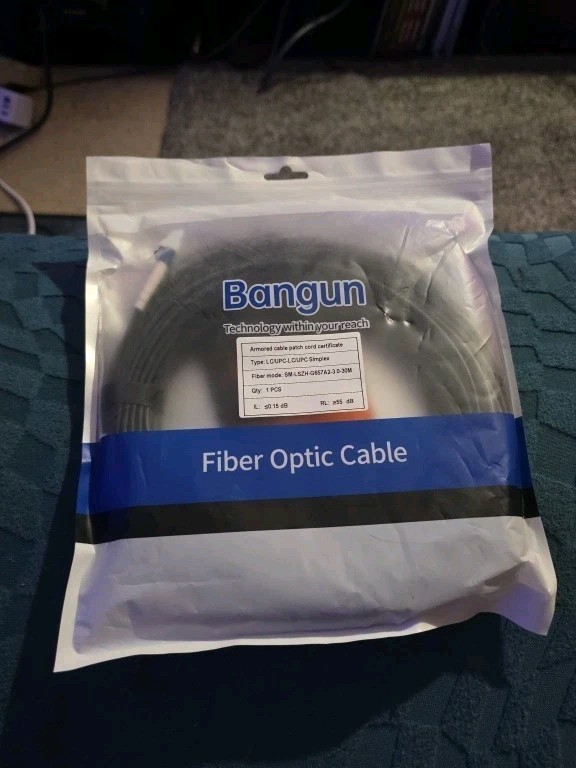 Bangun Fiber Optic Cable 30ft (10 Meters), Outdoor Multimode Armored Cable New