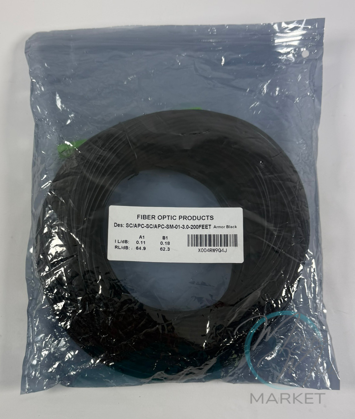 New 200 Feet Single Mode Simplex Fiber Optic Cable SC/APC 3mm Black Patch Cord