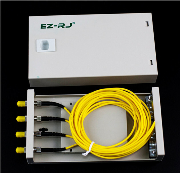 4-port ST fiber optic terminal box thickened 1.0MM full flange + pigtail