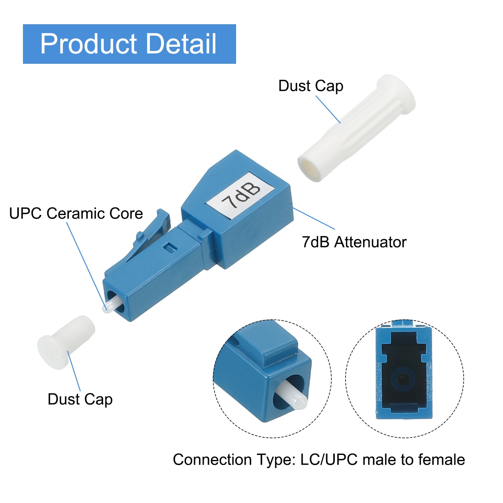 10Pcs Fiber Optic Attenuator 7dB LC/UPC Single Mode Male-Female Fiber Attenuator