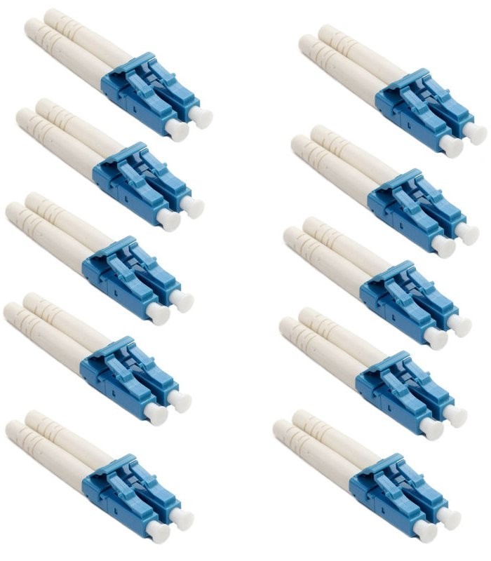 10 Pcs LC/UPC Fiber Optic Duplex Singlemode Optical Connector 2mm Adapter Blue