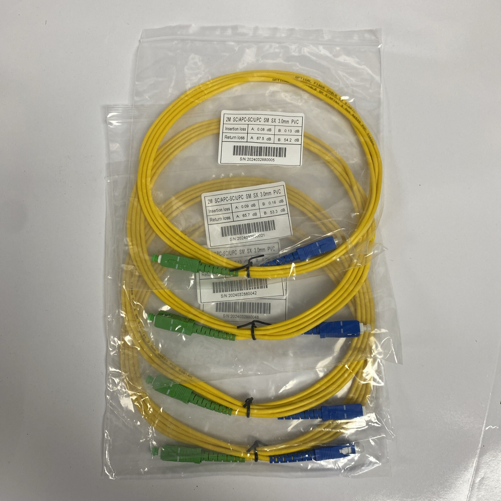2M SC/APC-SC/UPC SM SX 3.0mm PVC Pack of 4