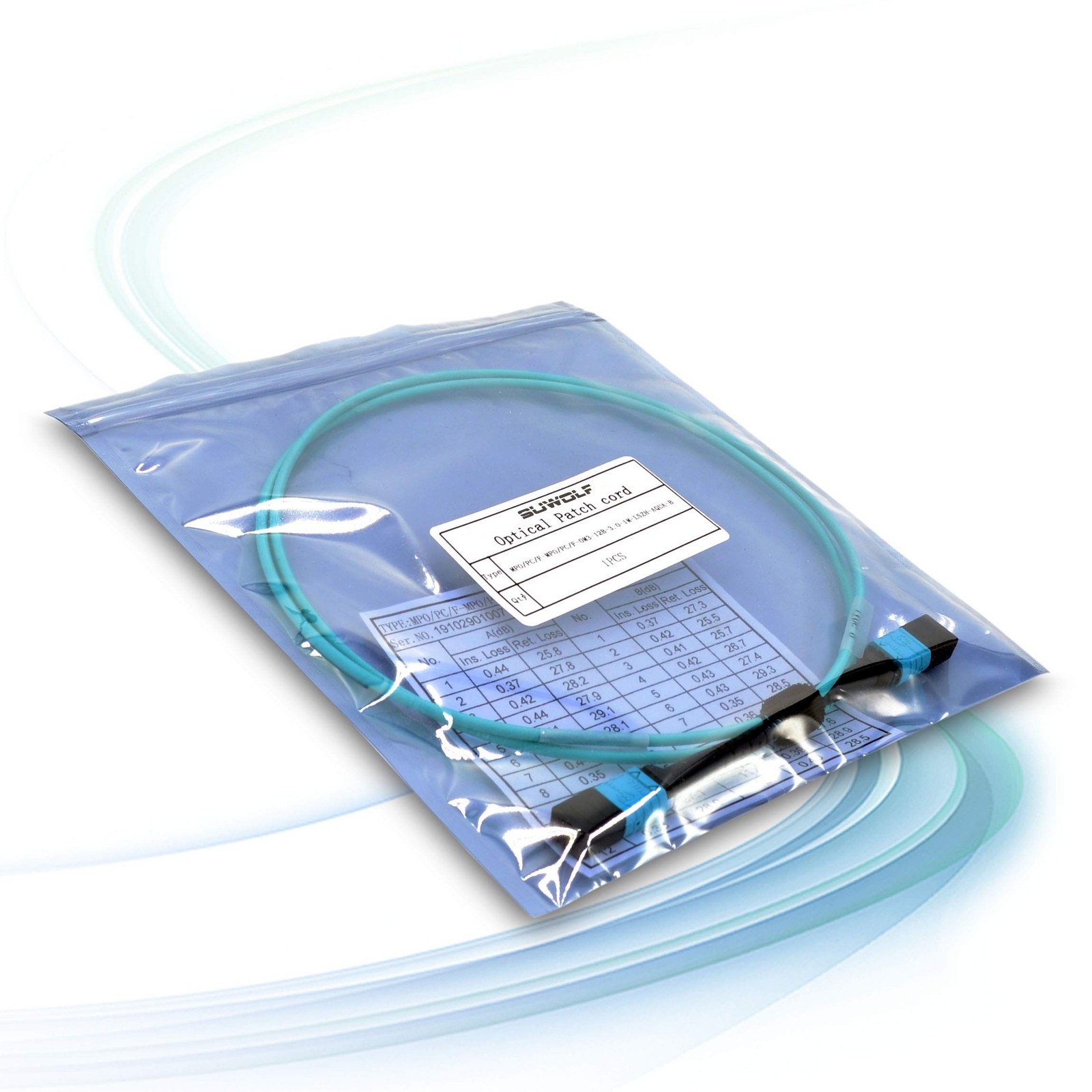 1M/3.3 Ft 12 Core MPO To MPO Optical Fiber Cable OM3 Multimode Type B Patch