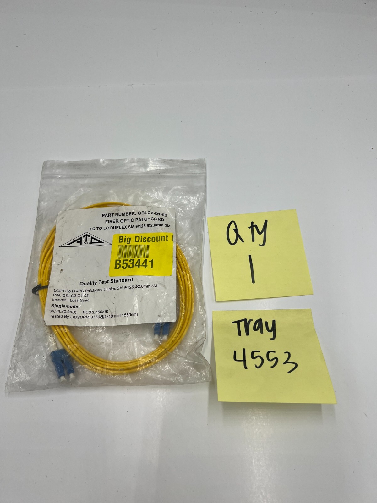 Allen Tel GBLC2-D1-03 Fiber Optic Patch Cable (Duplex LC-LC Single Mode) 3M