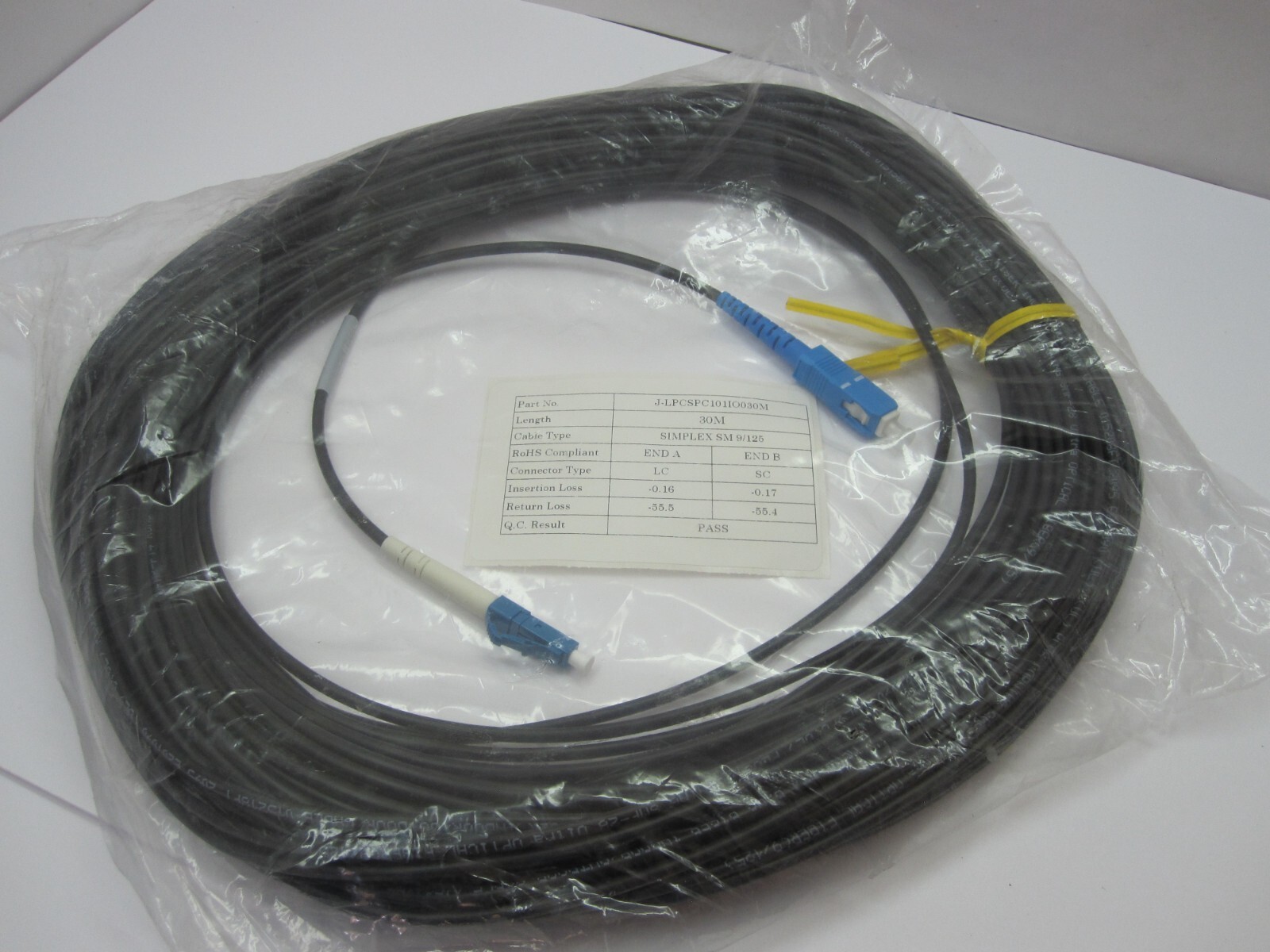 LC to SC Simplex SM Single Mode 9/125 Fiber Optic Patch Cable Black 30M 98ft