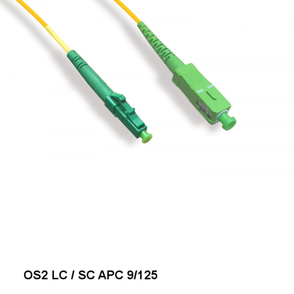 Kentek 3Ft LC/SC APC OS2 9 /125 Simplex Single-Mode Fiber Optic Cable OFNR