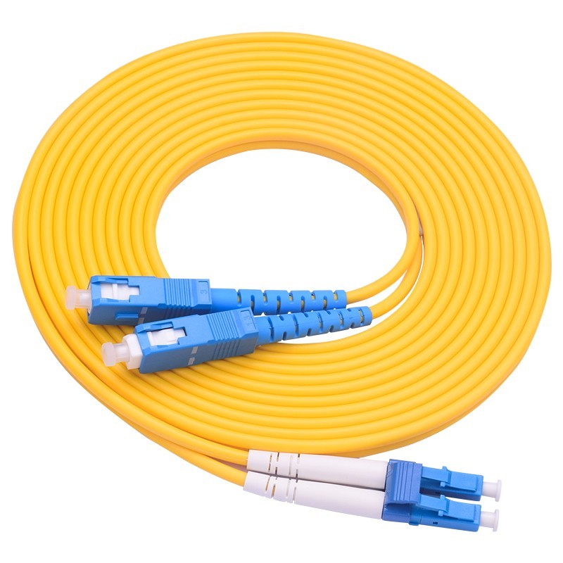 50~100m FC SC ST LC Single-mode Duplex Fiber Patch Cord Yellow 0.3dB Loss FTTX