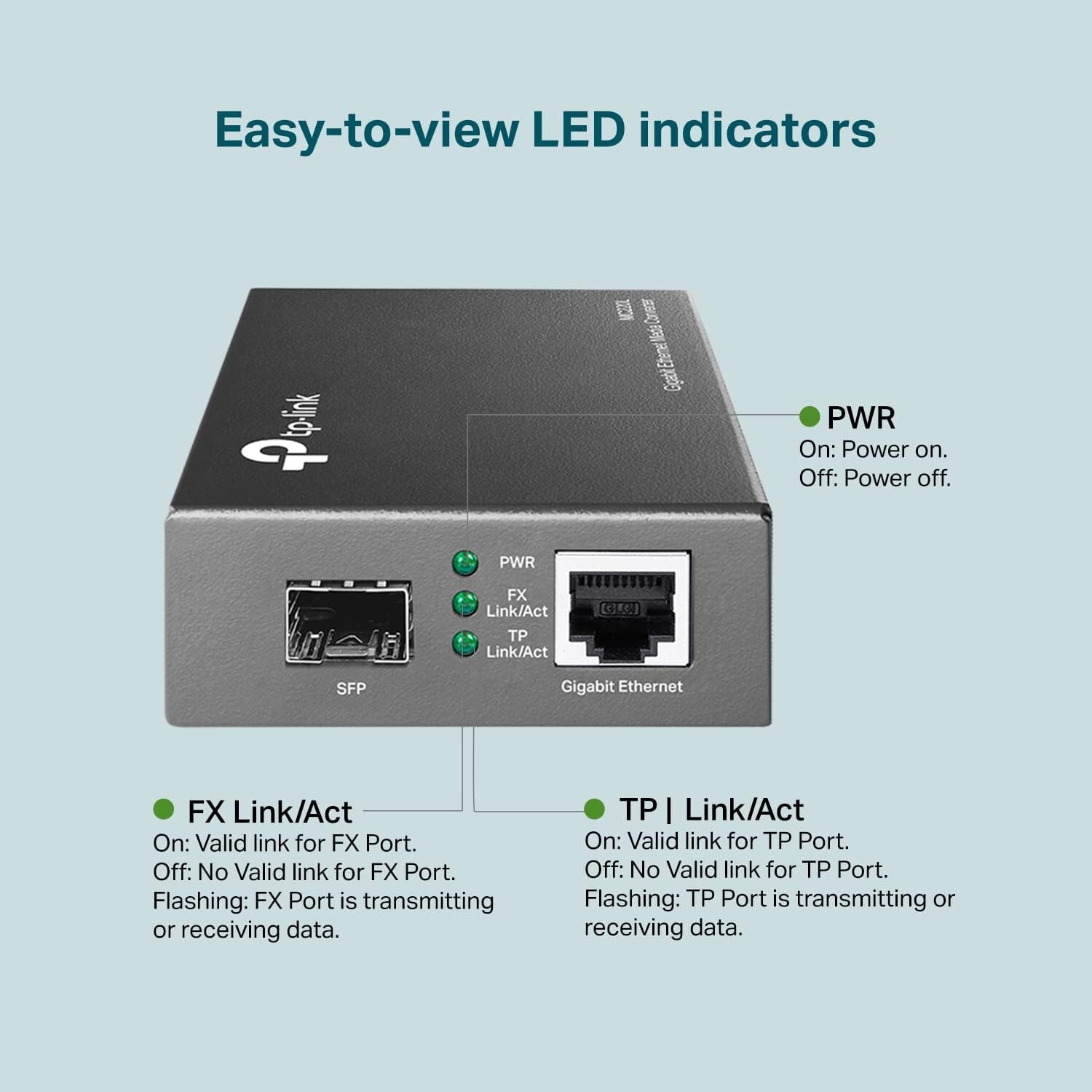 TP-Link MC220L Gigabit Ethernet RJ45 SFP RJ45 Fiber Media Converter
