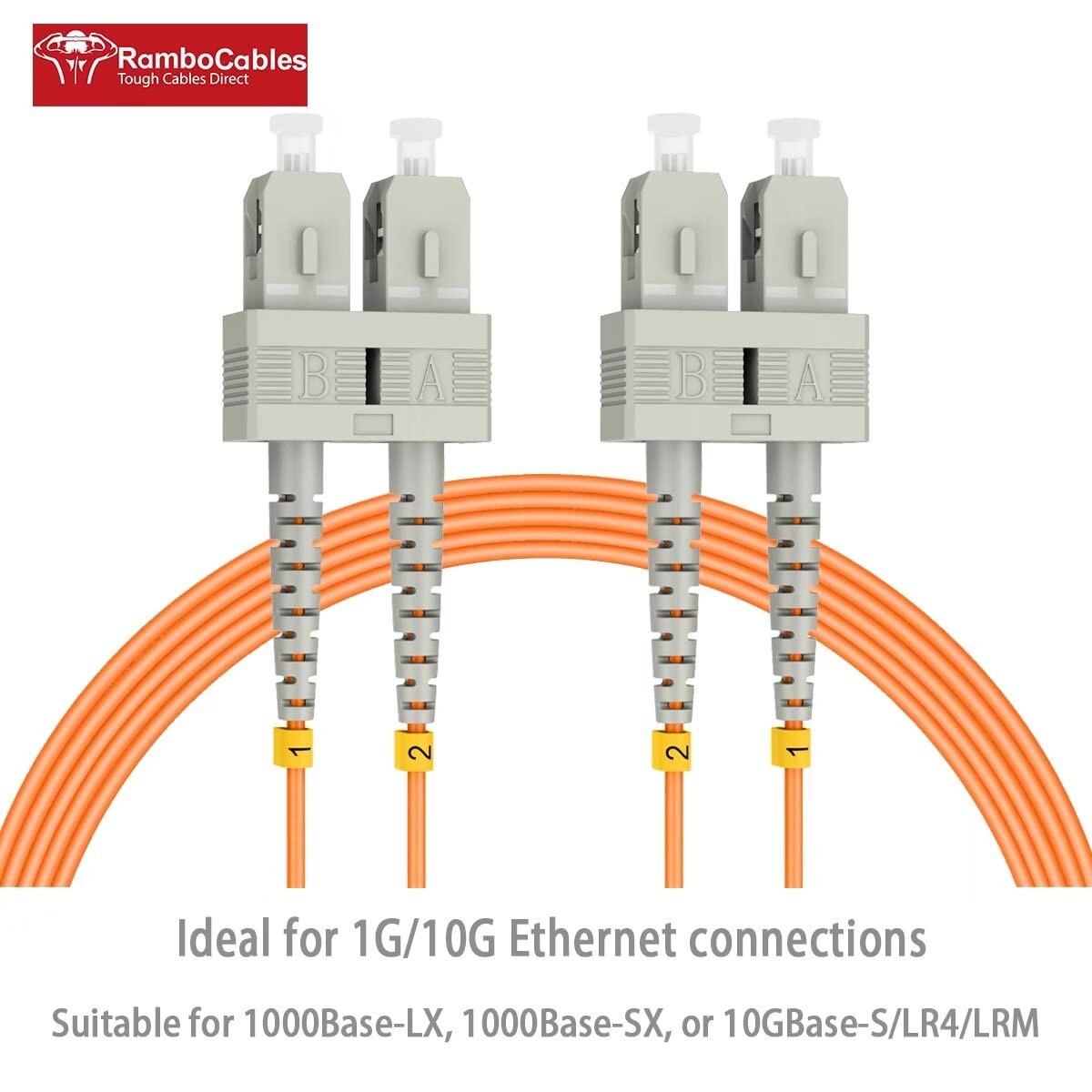 RamboCables 20m 66ft SC SC OM2 Fiber Patch Cables MMF Multi 50/125μm 1G/10G LSZH