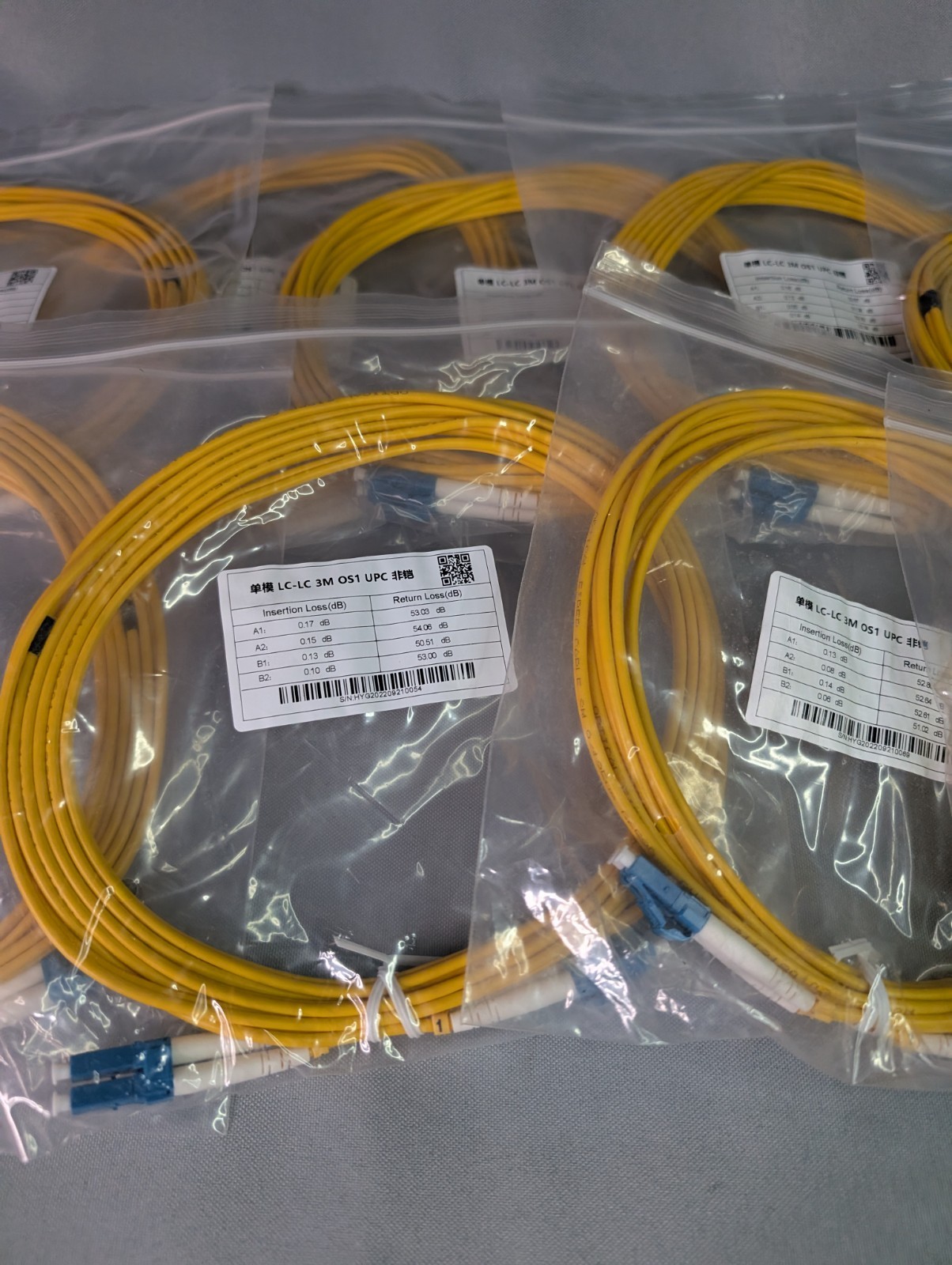 LC-LC UPC Fiber Optic Patch Cable 3M Lot Of 9 Duplex Yellow
