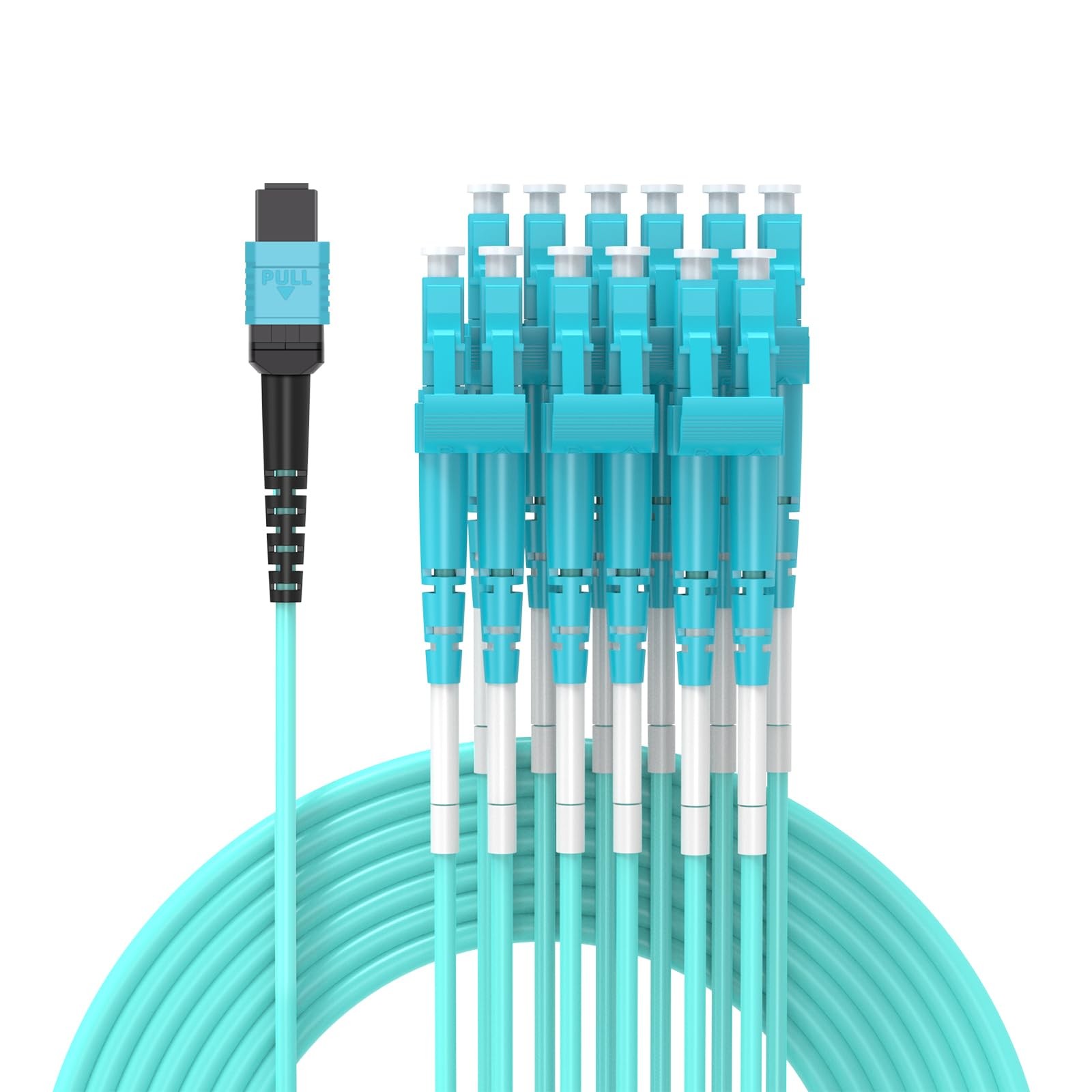 1M MPO/MTP To 12xLC 6 Duplex 12 Strands Breakout Cable QSFP OM3 Fanout Aqua