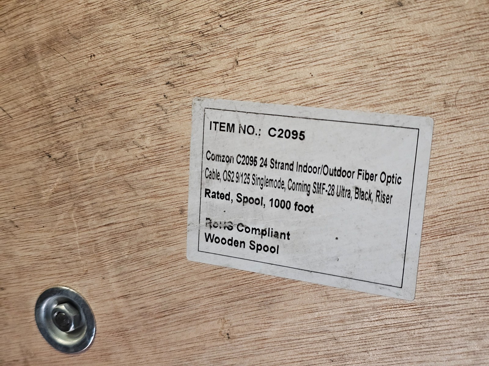 COMZON 1000 ft Indoor/Outdoor 24 Strand OS2 9/125 Singlemode Fiber Optic Cable