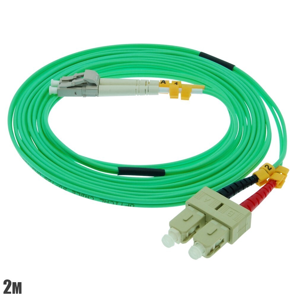 2M 6FT LC to SC OM3 Duplex 50/125 Multi Mode Fiber Optic Optical Cable Aqua
