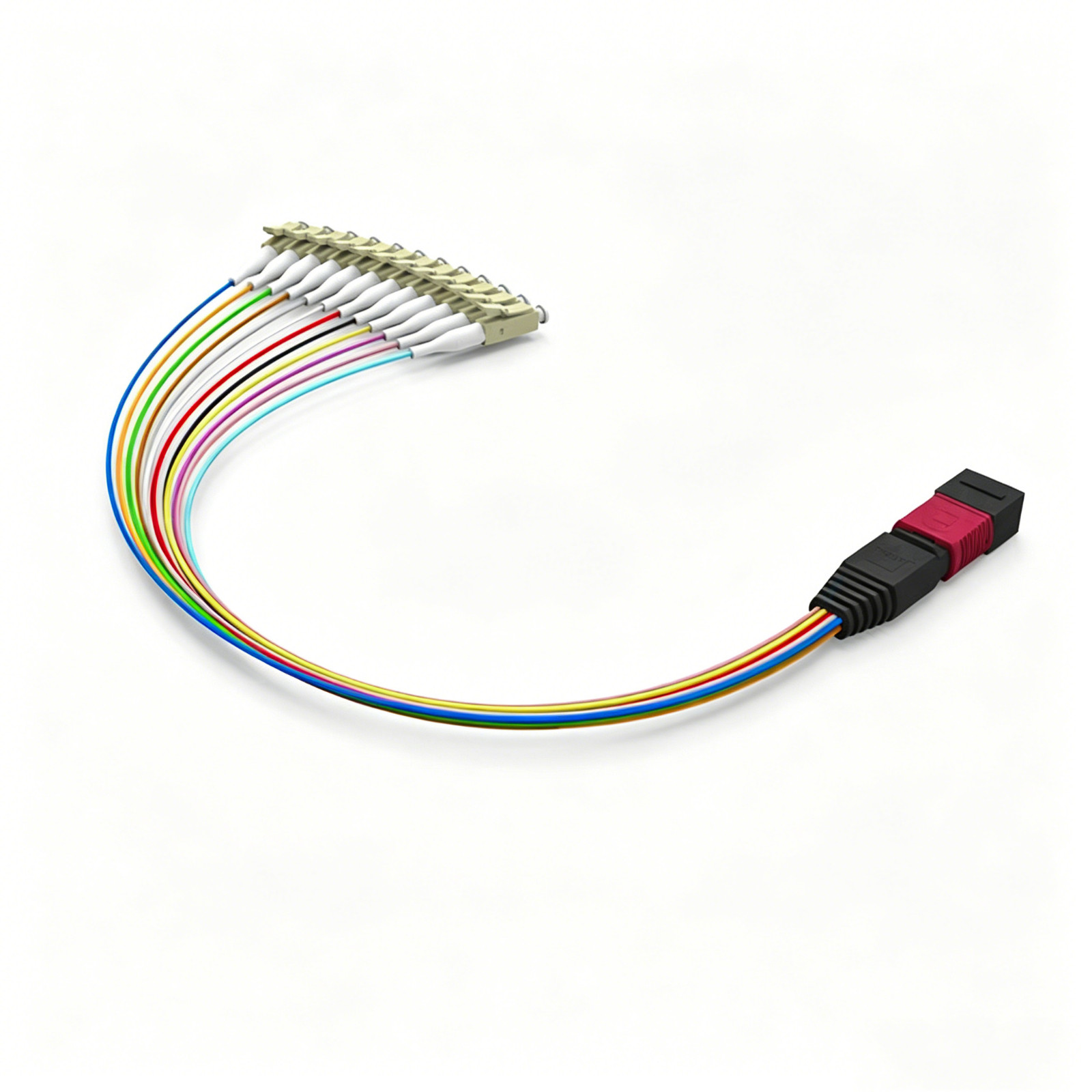 MPO to LC Breakout Cable OM4 Multimode 0.9mm Short Patch Cord for 10G 40G Networ