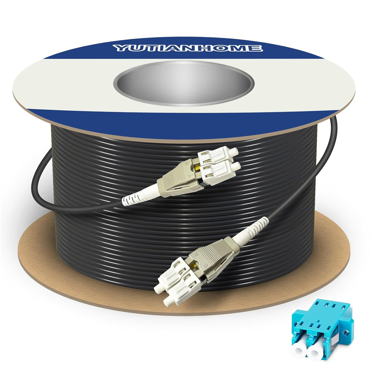 100m LC to LC OM3 Outdoor Armored Fiber Optic Cable, 40GB/10GB Duplex