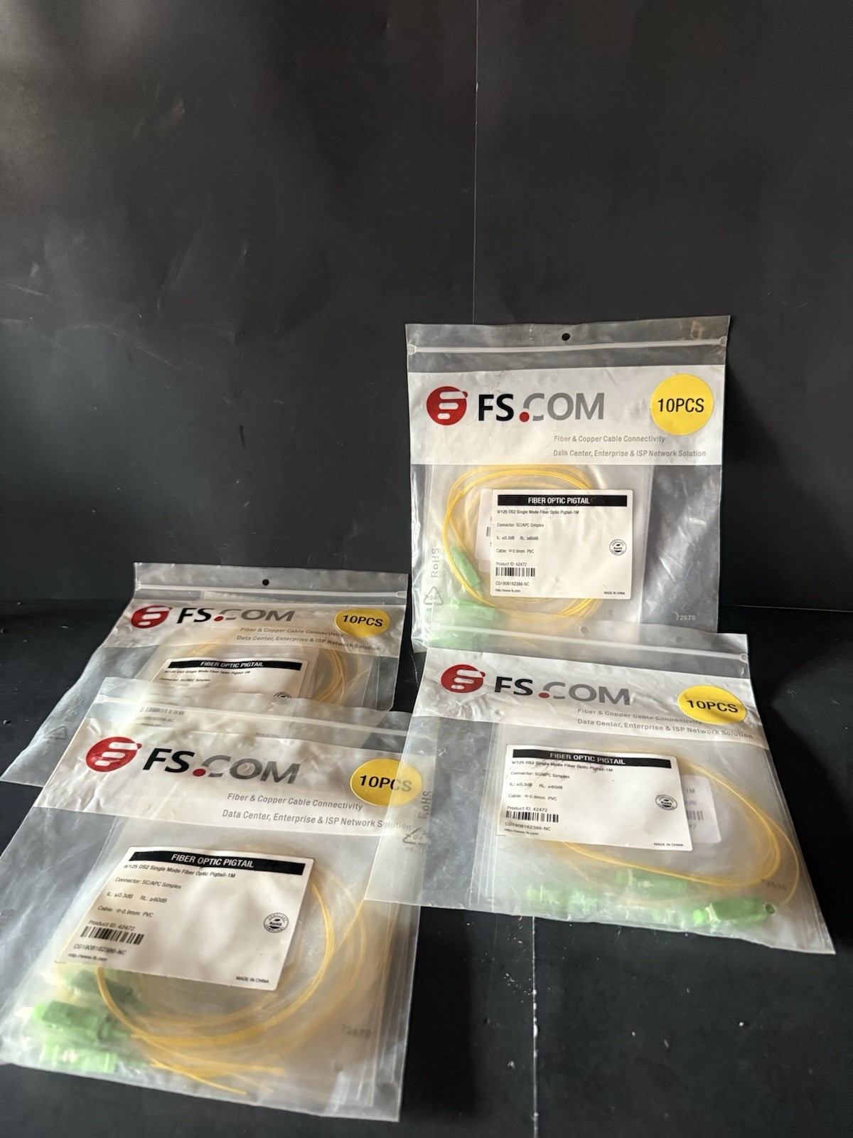 fs com 9/125 OS2 Single Mode Fiber Optic Pigtail-1M
