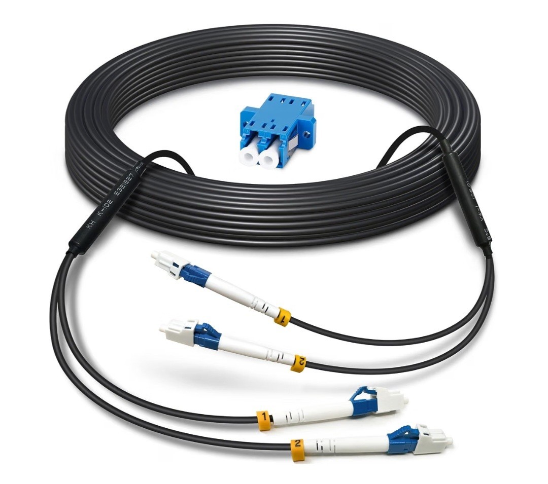 100ft/30m LC to LC Armored Outdoor Fiber Optic Cable, Single Mode Duplex…