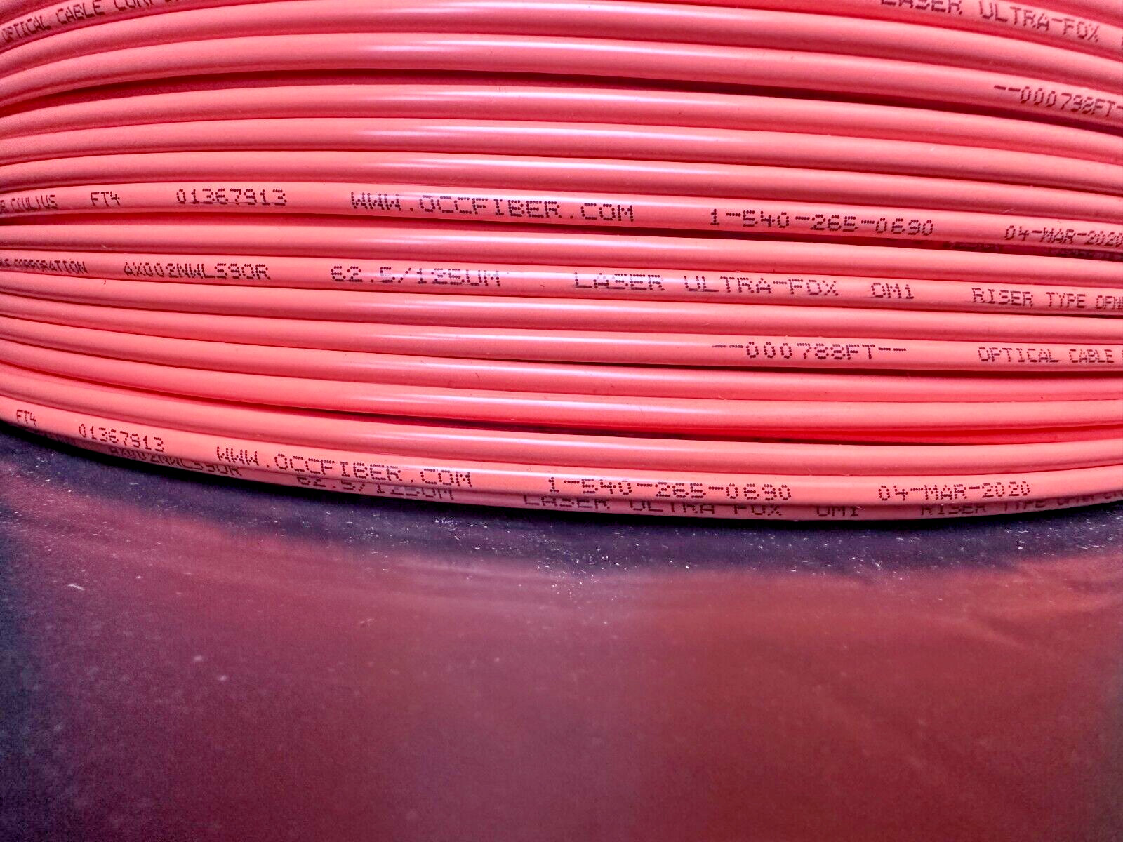 NEW 1000 FT LASER ULTRA FOX OM1 2 STRAND FIBER OPTIC CABLE 62.5/125 MULTIMODE