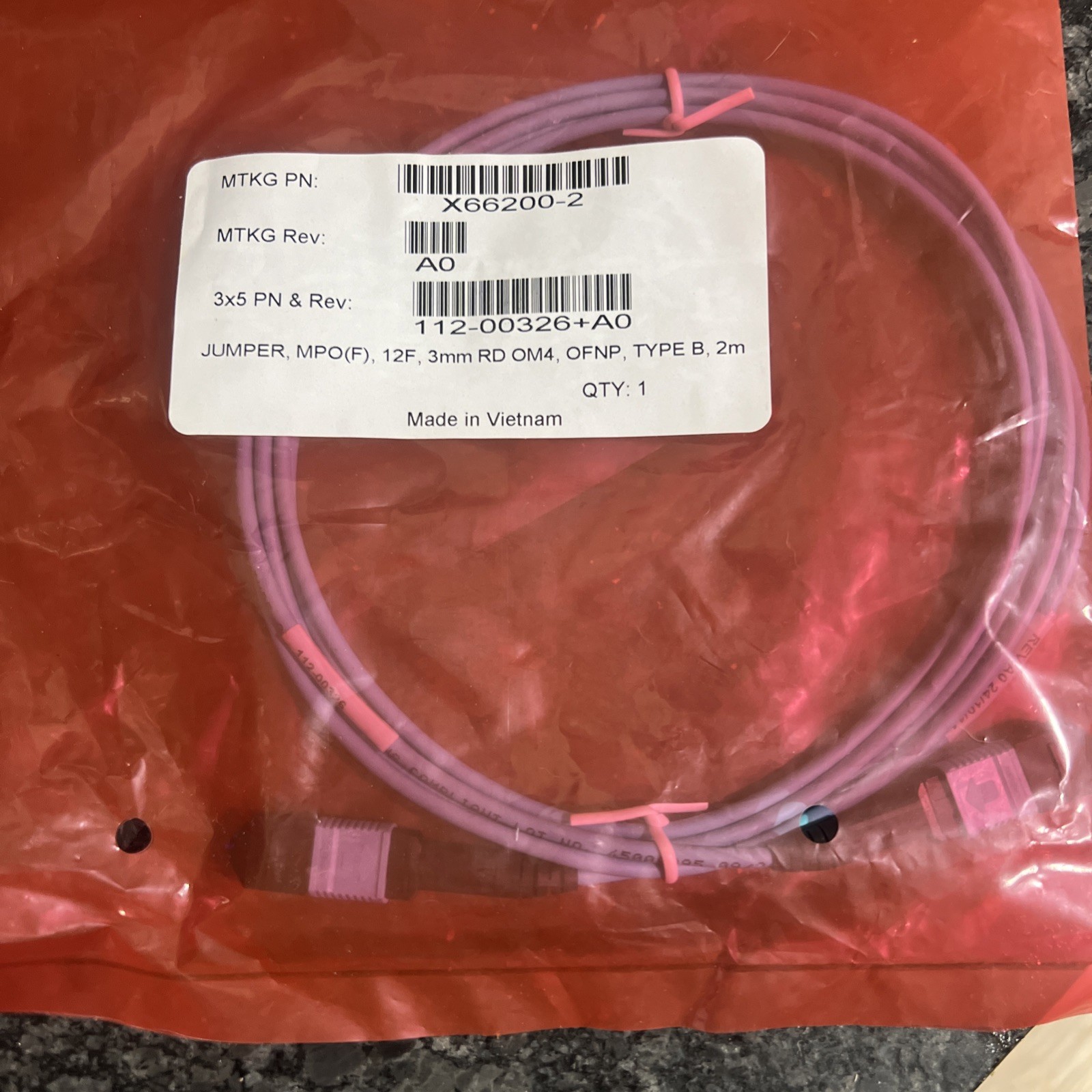 MPO Fiber Optic Cable 2M/6FT – Enterprise Grade | NetApp X66200 **LOT OF 12**