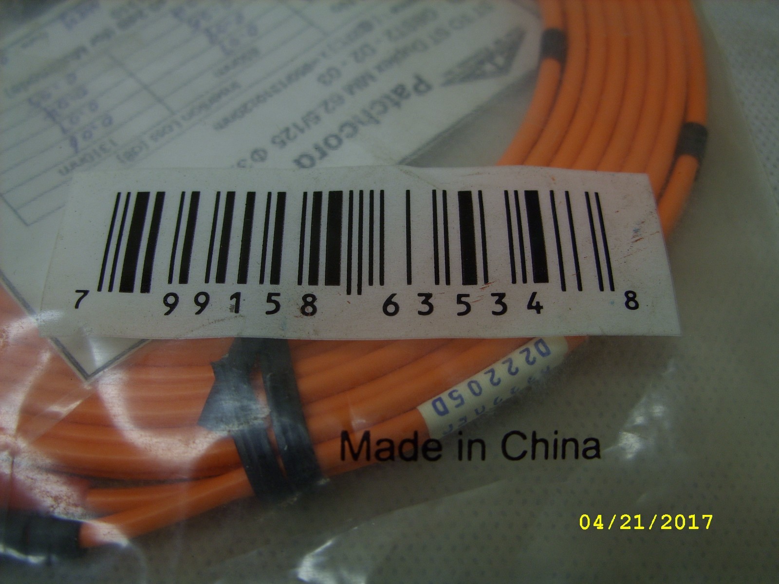 Allen Tel Products Fiber Optic Patchcord GBST2-D2-03 ST to ST Duplex MM 3.0mm 3M