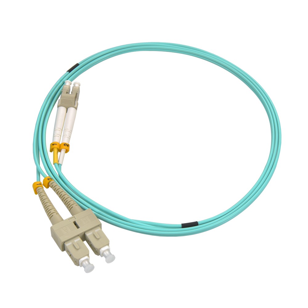 5 Pack of 7m LC/UPC-SC/UPC OM3 Multimode Duplex OFNR 2.0mm Aqua Fiber Optic Patc