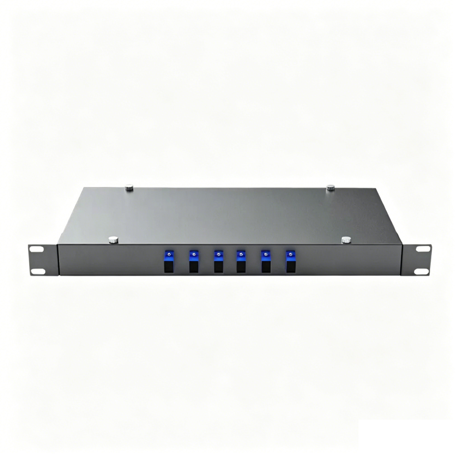 1U 19″ 6 Port Fiber Optic Patch Panel Box FTTH SC/FC/LC/ST UPC Adapters Pigtails