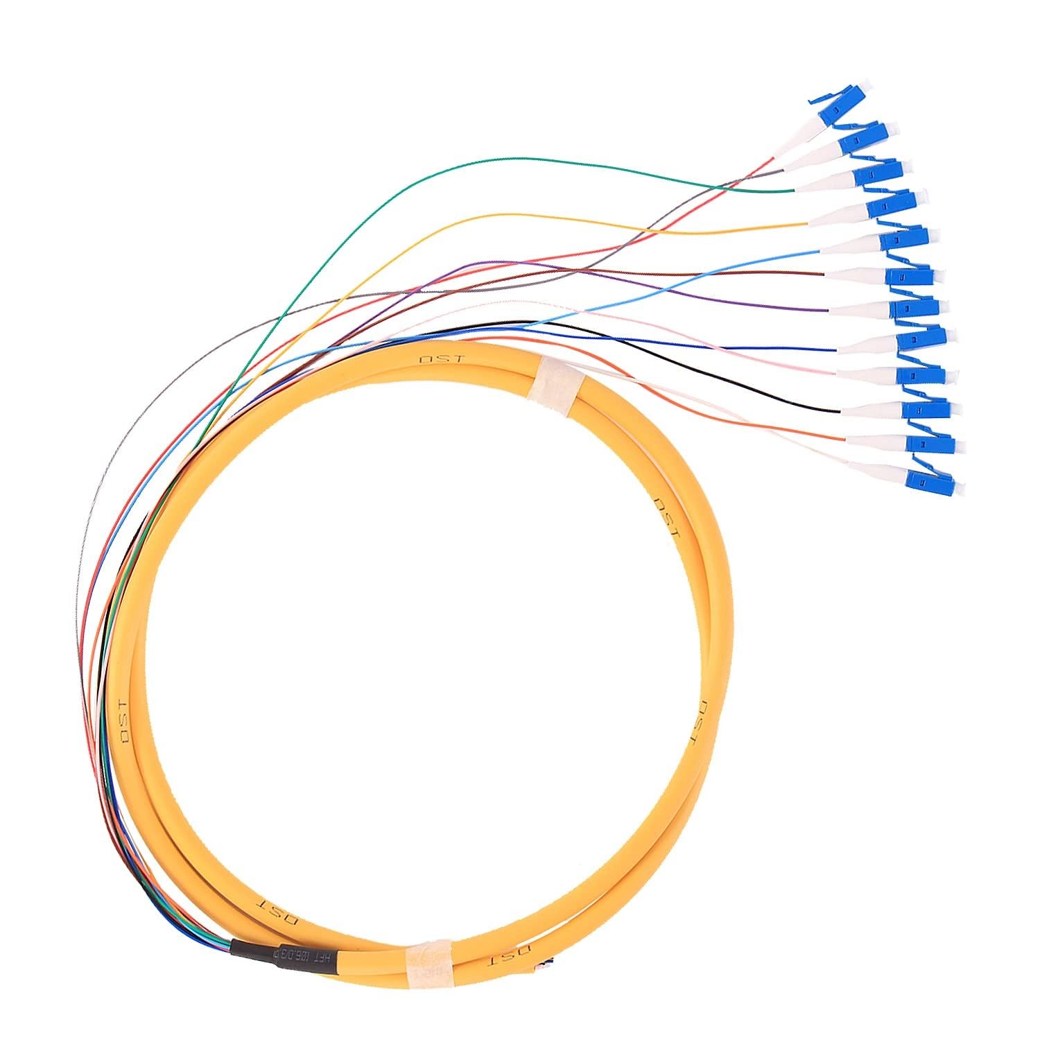 GESD 1.5 Meter 12 Strand SingleMode 9/125 LCUPC Fiber Pigtail, 12 ColorCoded …