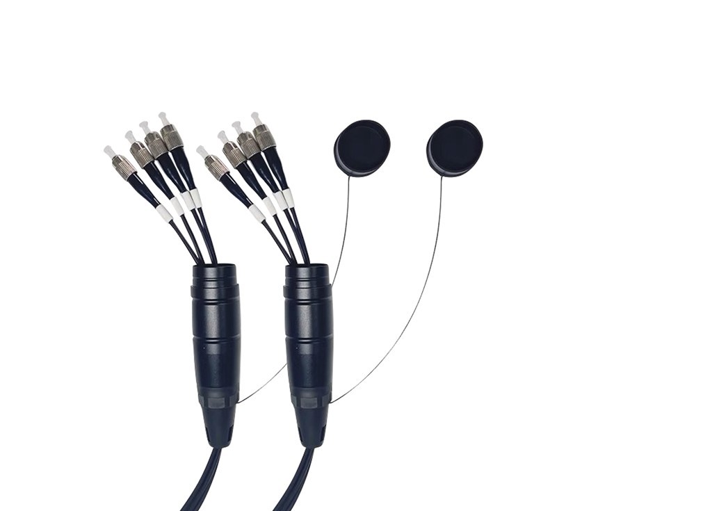 Armored Fiber Optic Cable ST to ST 8 Strands Single Mode with Protective Cap